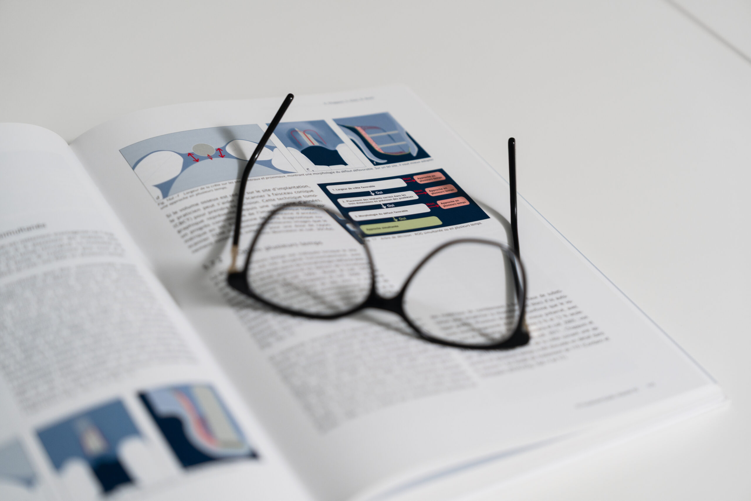 Modern dental technology tools on an open book with glasses, showcasing advanced dental care solutions at Ardentis clinic.